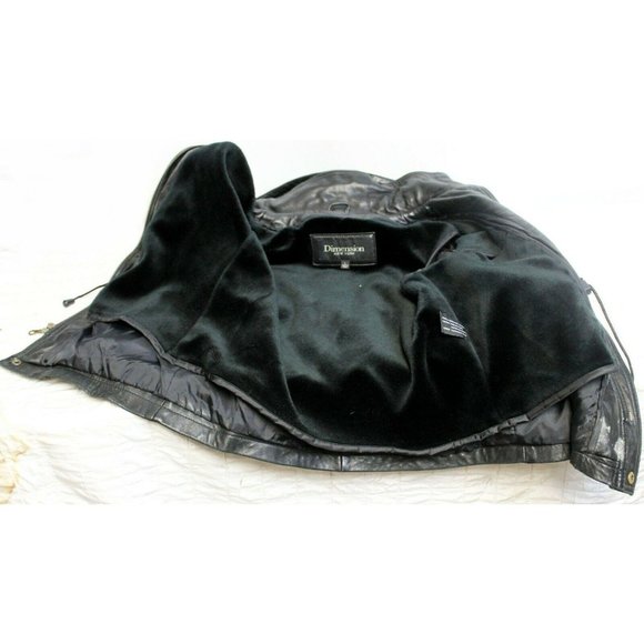Dimensions New York Black Leather Coat Jacket Buttery Soft Faux Fur Zipper Linin - Picture 9 of 12